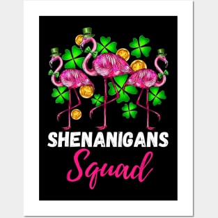 Shenanigan Squad Irish Flamingo St Patrick's Day Posters and Art